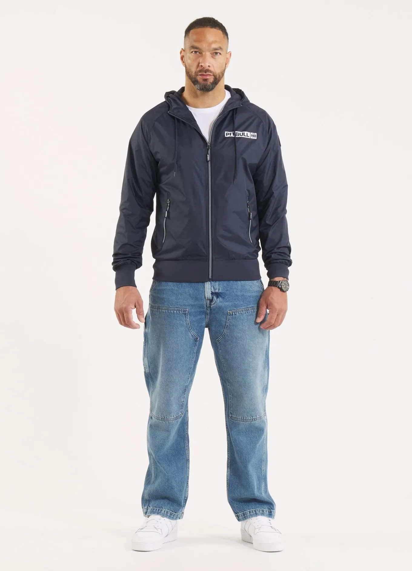 Men's hooded jacket Athletic Logo - Navy
