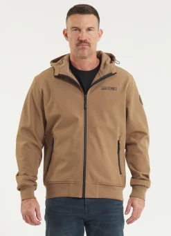 Men's hooded Softshell jacket Midway II - Coyote brown