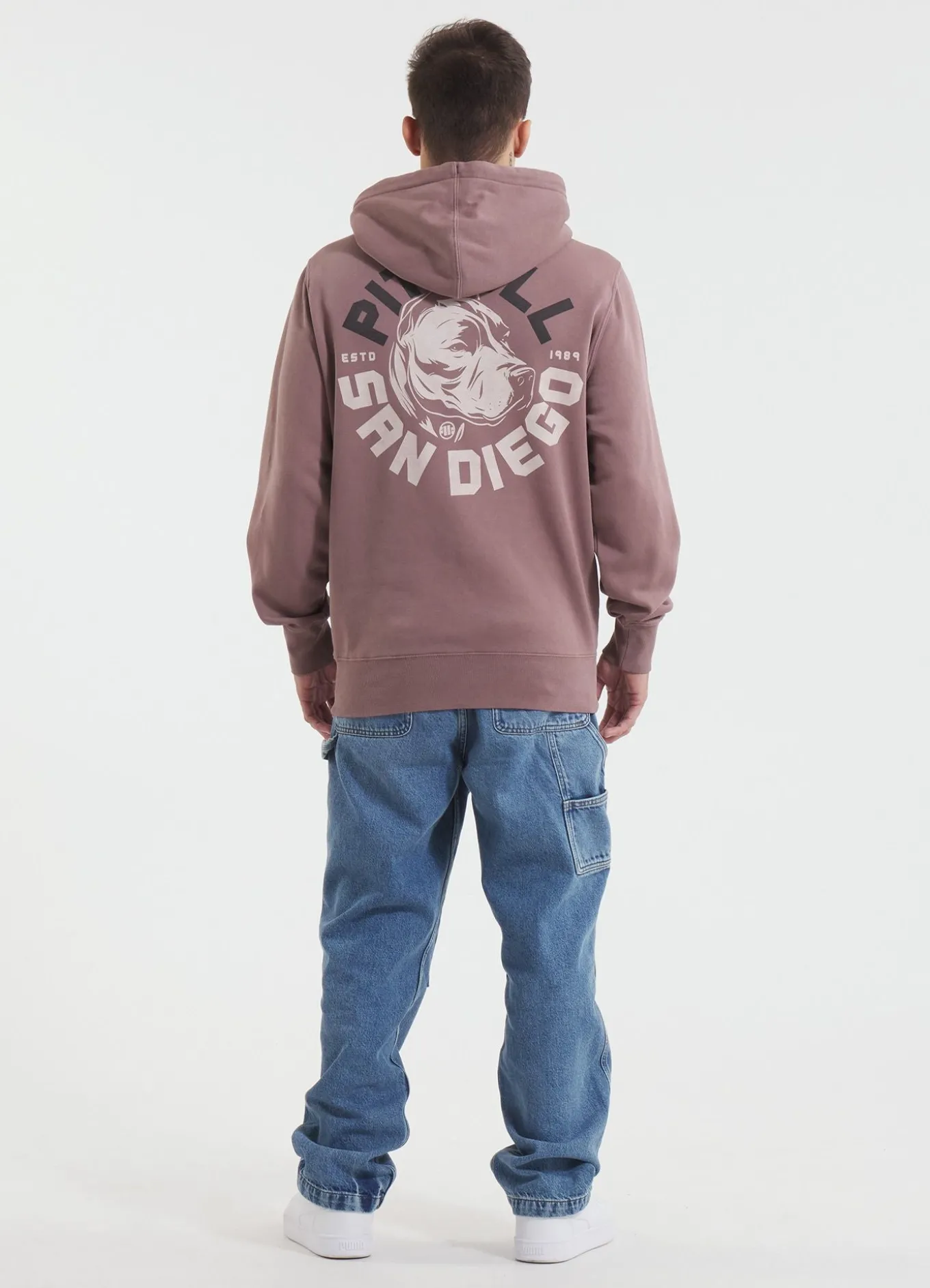 Men's Hoodie Washed DOG SD - Burgundy