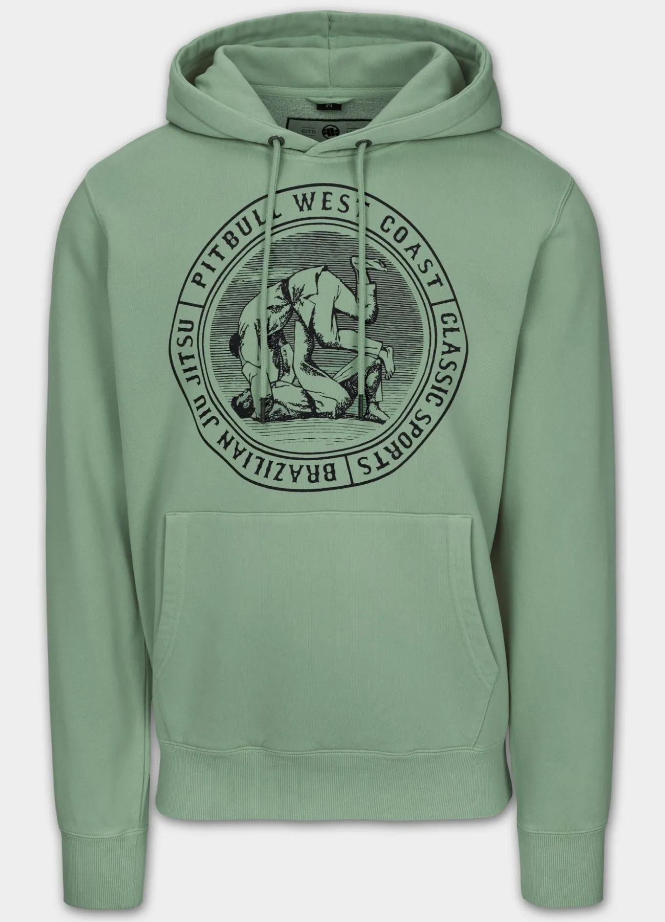 Men's Hoodie Washed VINTAGE BJJ - Washed green