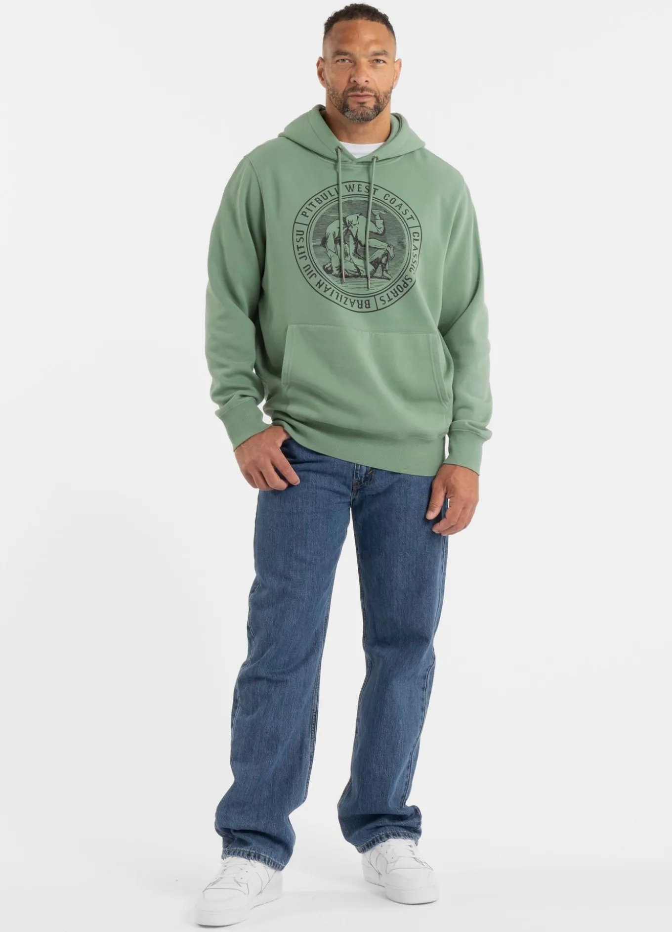 Men's Hoodie Washed VINTAGE BJJ - Washed green