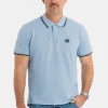 Men's Polo shirt Pique Stripes Regular - Light blue