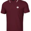 Men's Polo shirt Pique Stripes Regular - Dark burgundy