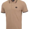 Men's Polo shirt Pique Stripes Regular - Coyote brown