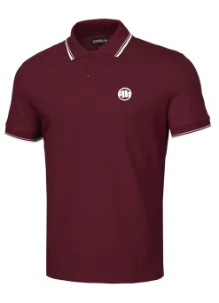 Men's Polo shirt Pique Stripes Regular - Dark burgundy