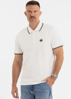 Men's Polo shirt Pique Stripes Regular - Offwhite