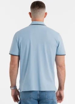 Men's Polo shirt Pique Stripes Regular - Light blue