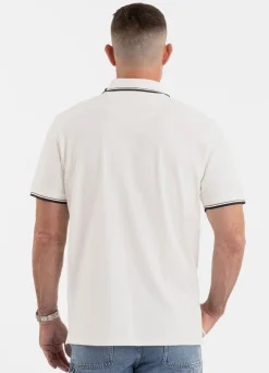 Men's Polo shirt Pique Stripes Regular - Offwhite