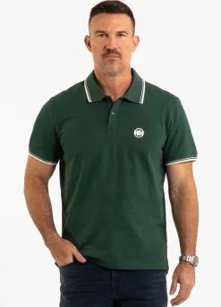 Men's Polo shirt Pique Stripes Regular - Jade green