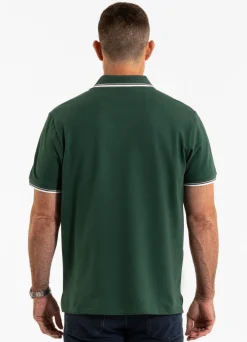 Men's Polo shirt Pique Stripes Regular - Jade green