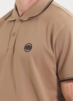 Men's Polo shirt Pique Stripes Regular - Coyote brown