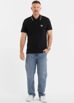 Men's Polo shirt Pique Stripes Regular - Black