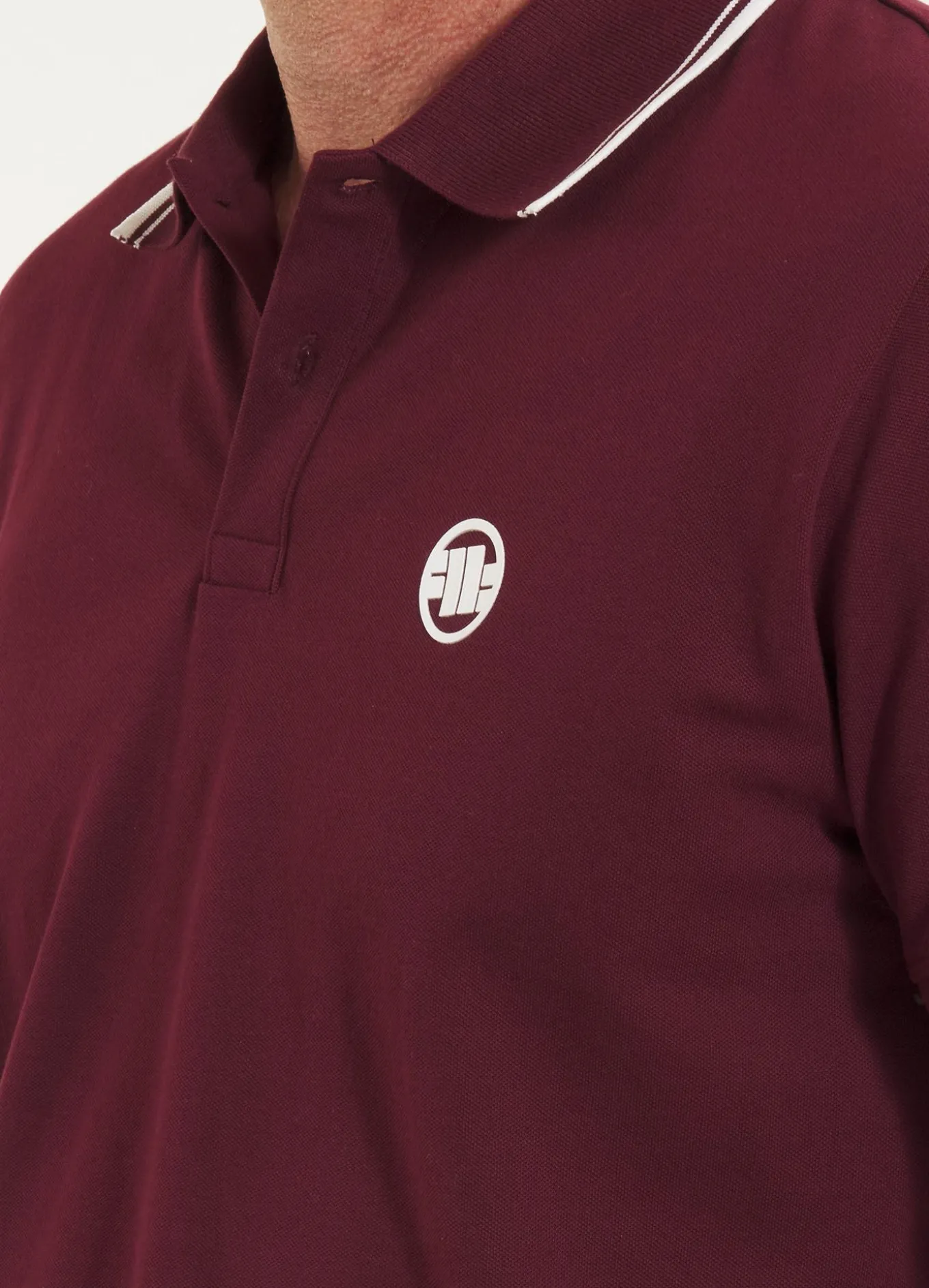 Men's Polo shirt Pique Stripes Regular - Dark burgundy