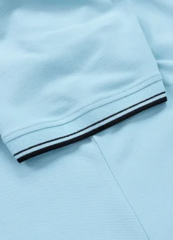 Men's Polo shirt Pique Stripes Regular - Light blue