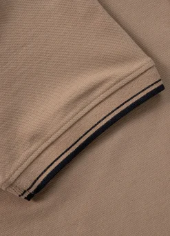 Men's Polo shirt Pique Stripes Regular - Coyote brown