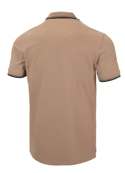 Men's Polo shirt Pique Stripes Regular - Coyote brown