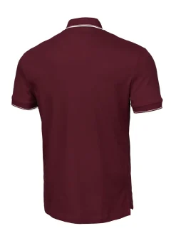 Men's Polo shirt Pique Stripes Regular - Dark burgundy