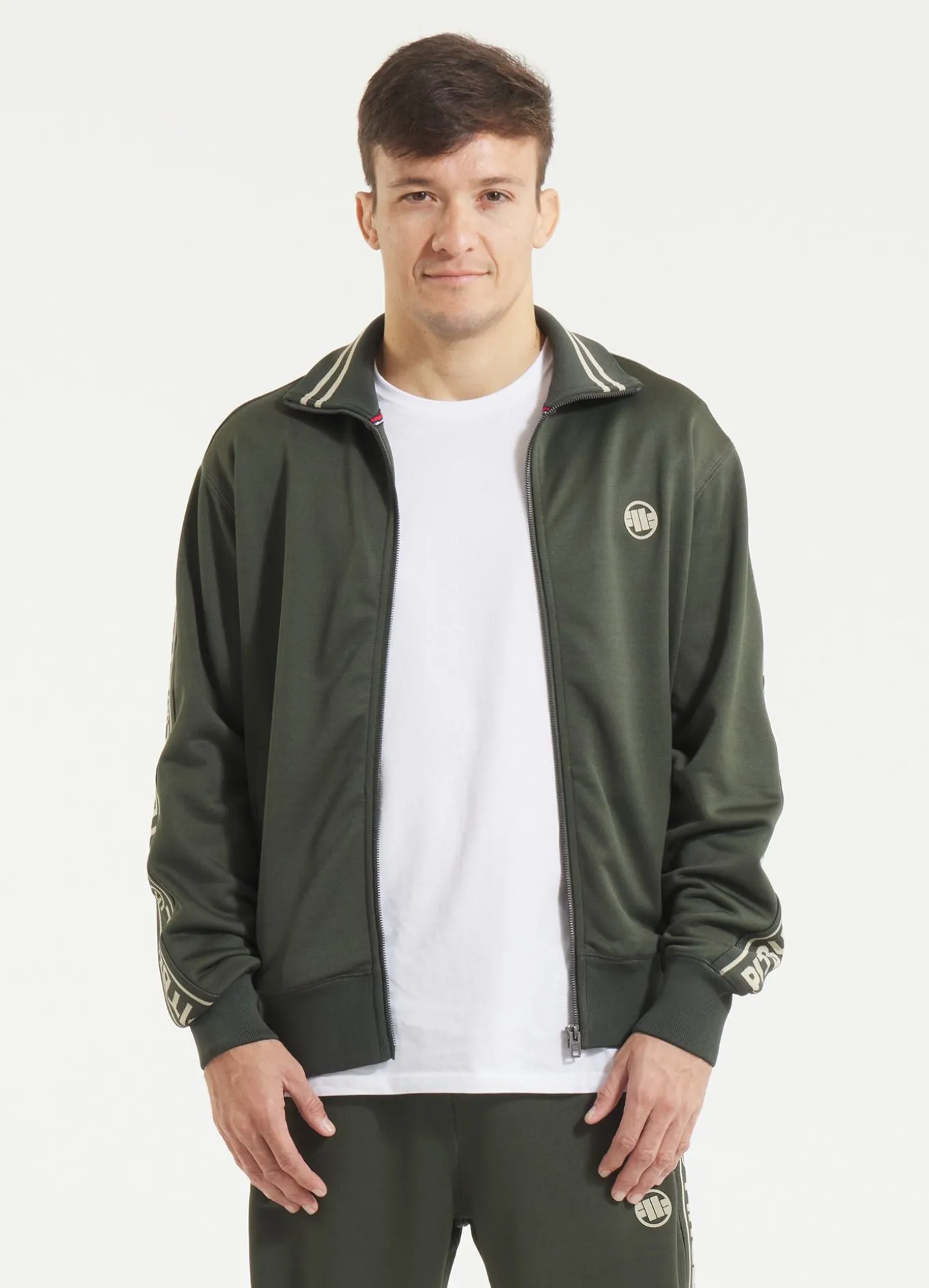 Men's Sweatjacket Oldschool Tape Logo - Dark green