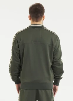 Men's Sweatjacket Oldschool Tape Logo - Dark green