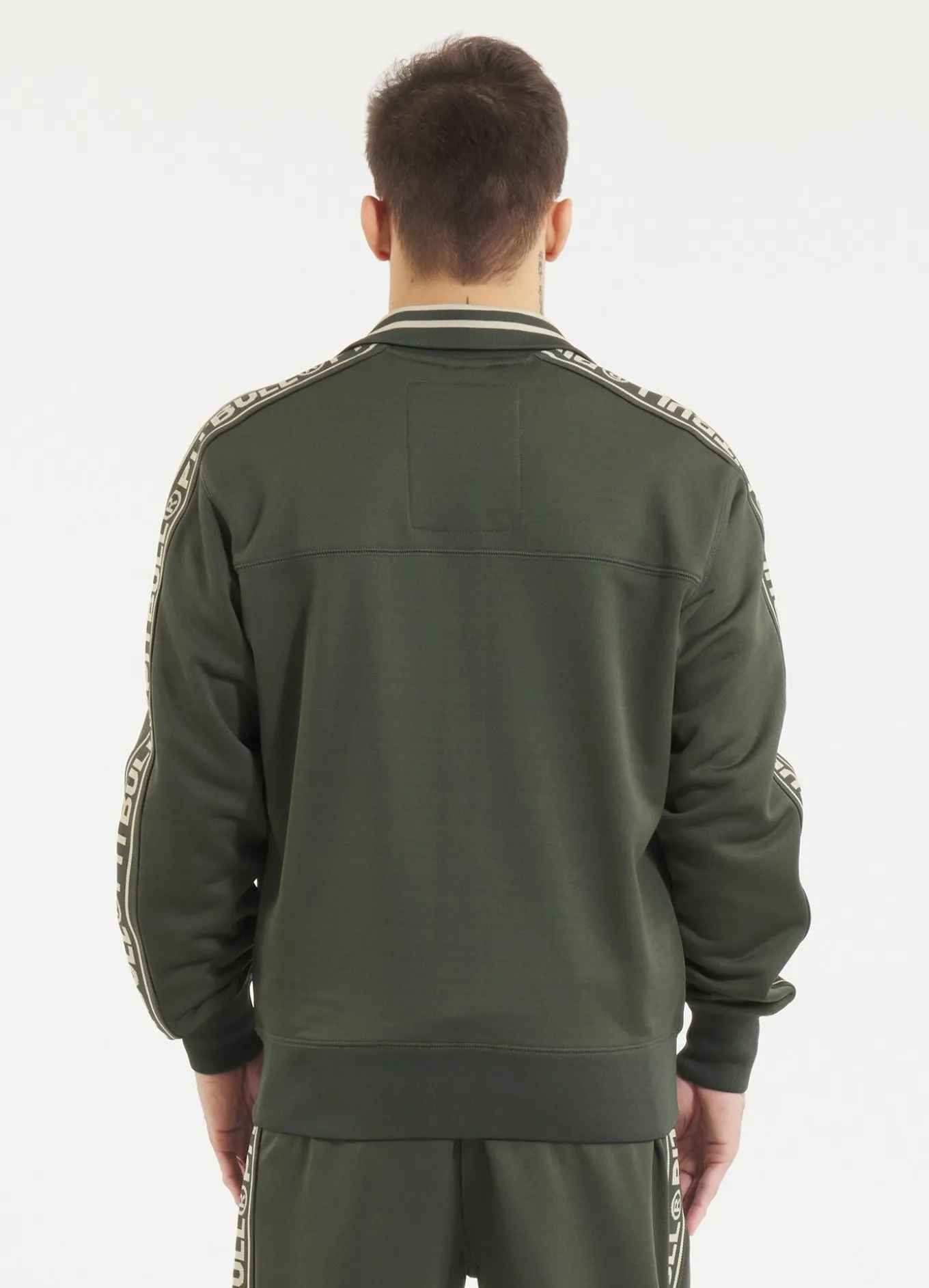 Men's Sweatjacket Oldschool Tape Logo - Dark green