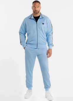 Men's Sweatjacket Oldschool Tape Logo - Light blue