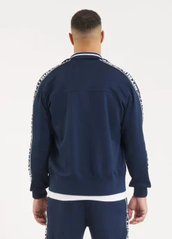 Men's Sweatjacket Oldschool Tape Logo - Navy