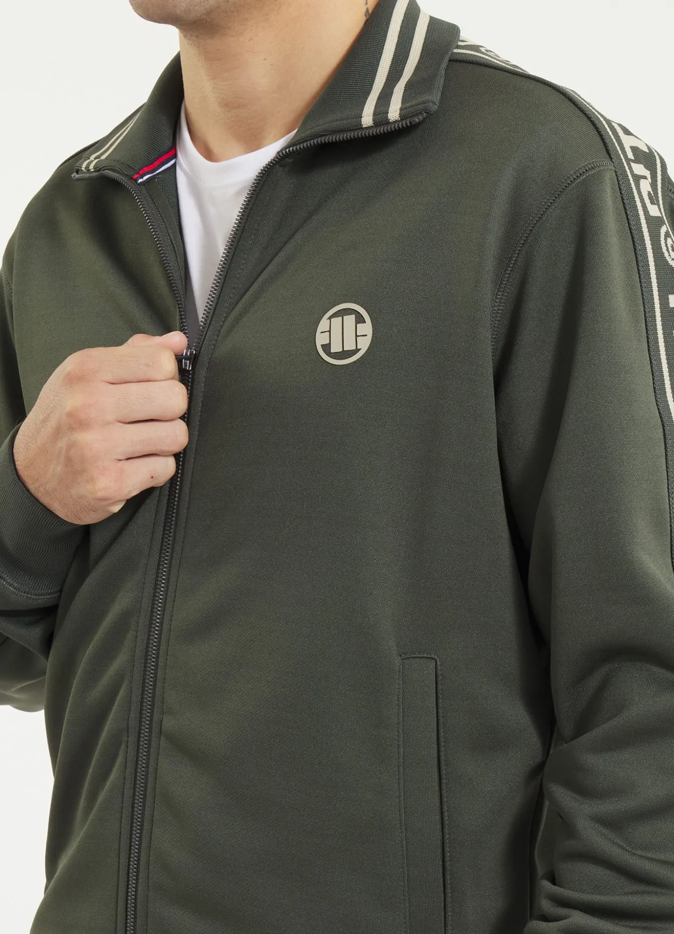 Men's Sweatjacket Oldschool Tape Logo - Dark green