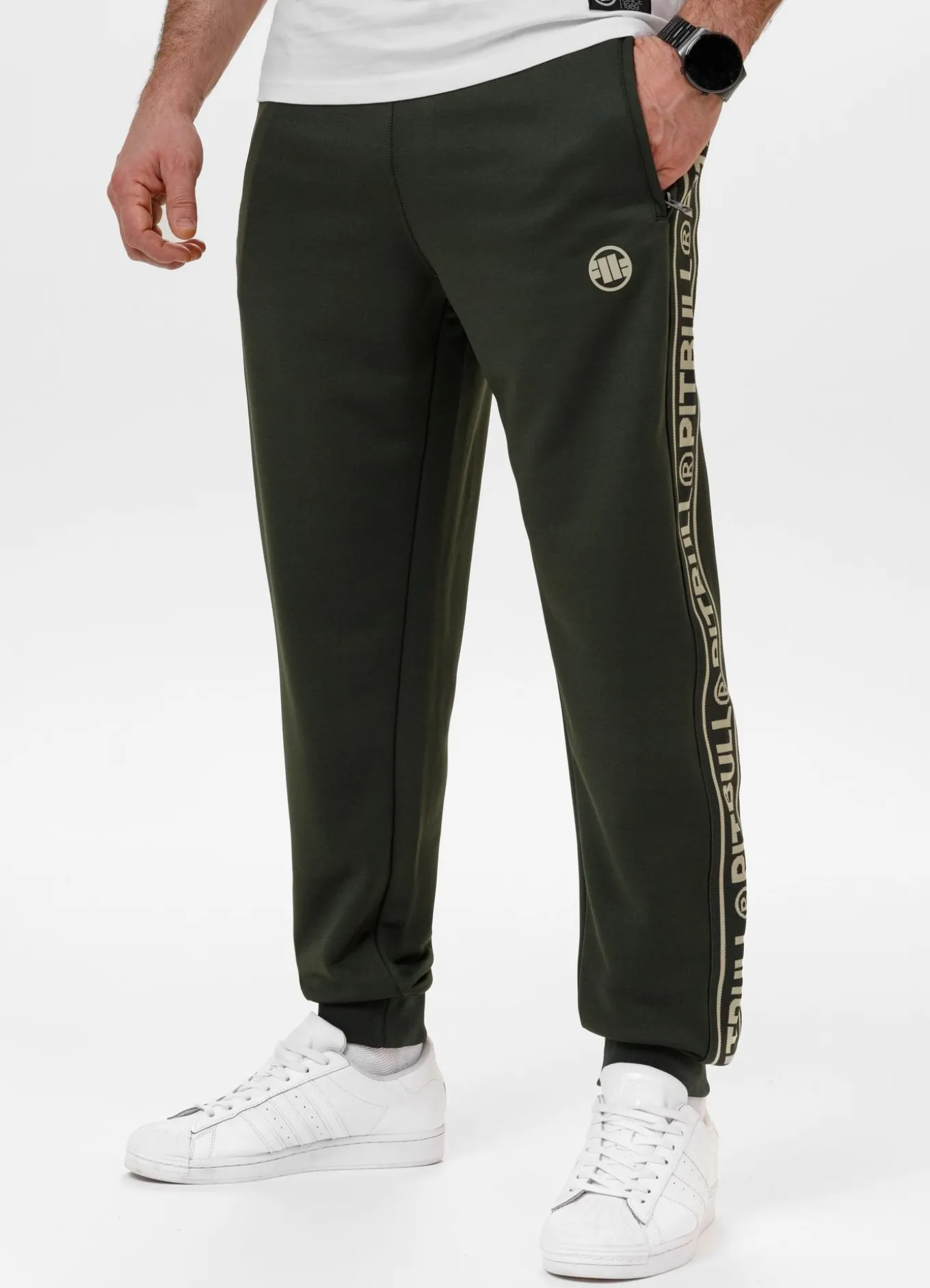 Men's Sweatpants Oldschool Tape Logo - Dark green