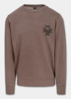 Men's Sweatshirt Washed BITE ME - Burgundy