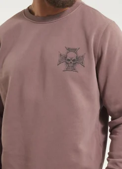 Men's Sweatshirt Washed BITE ME - Burgundy