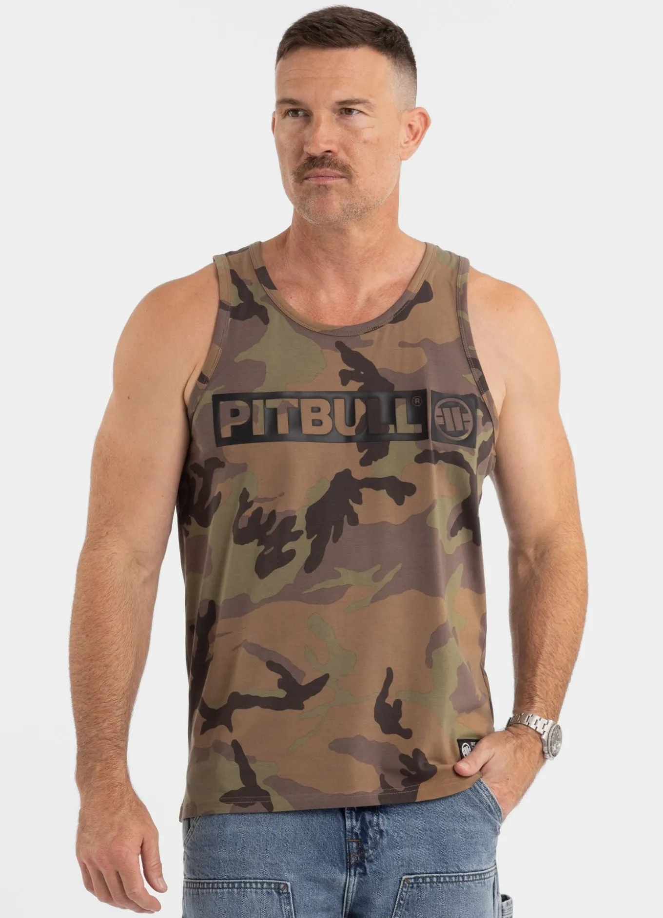 Men's Tank Top Slim Fit Hilltop - Woodland Camo