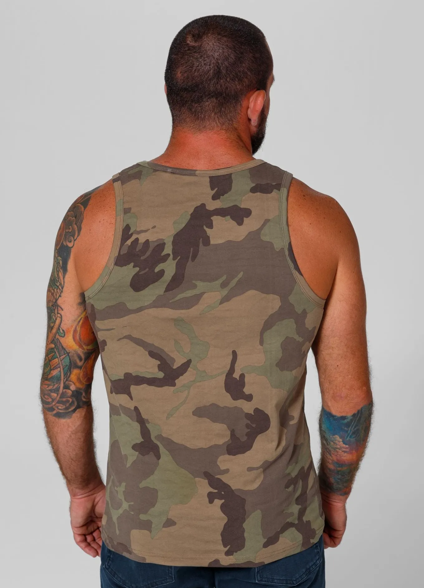 Men's Tank Top Slim Fit Small Hilltop - Woodland Camo