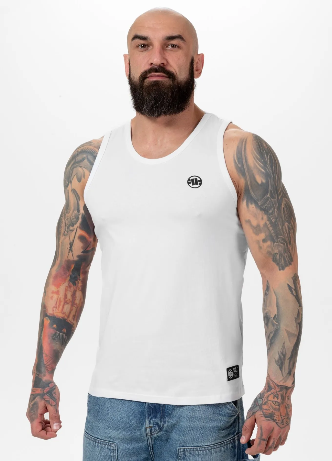Men's Tank Top Slim Fit Small Logo - White