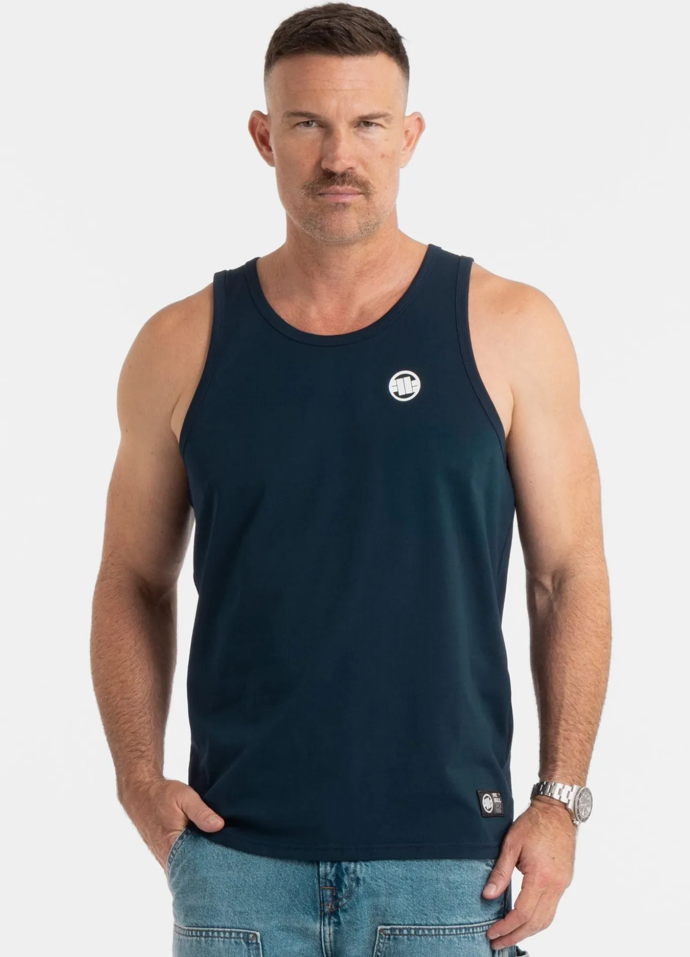 Men's Tank Top Slim Fit Small Logo - White