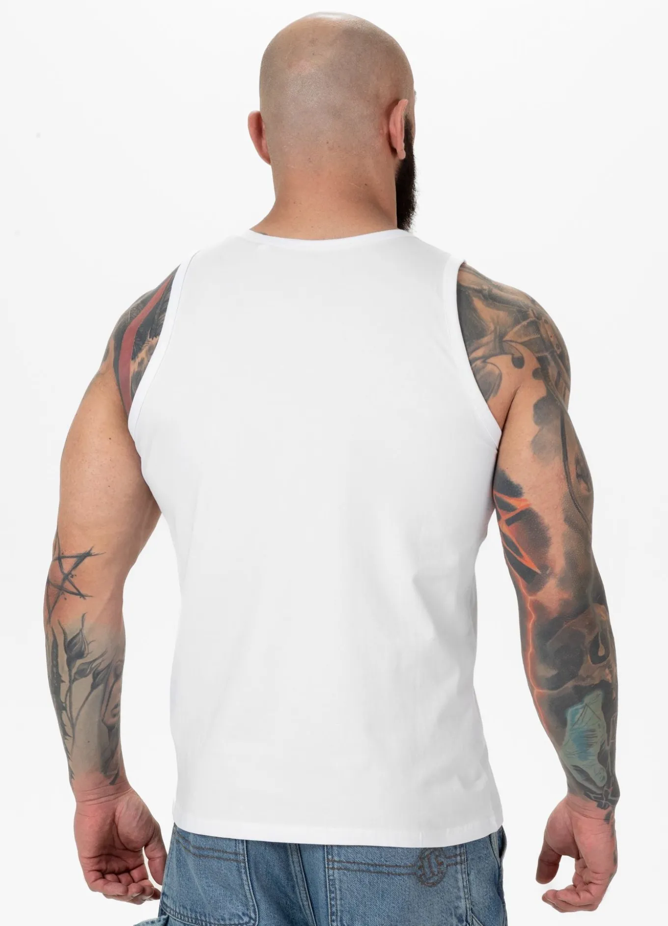 Men's Tank Top Slim Fit Small Logo - White