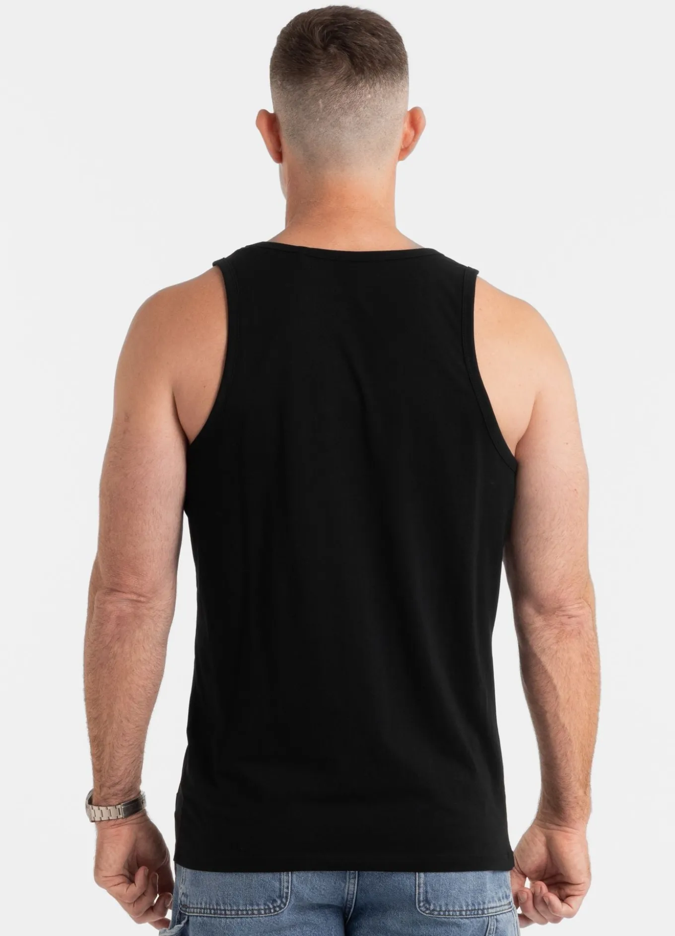 Men's Tank Top Slim Fit Small Logo - Black