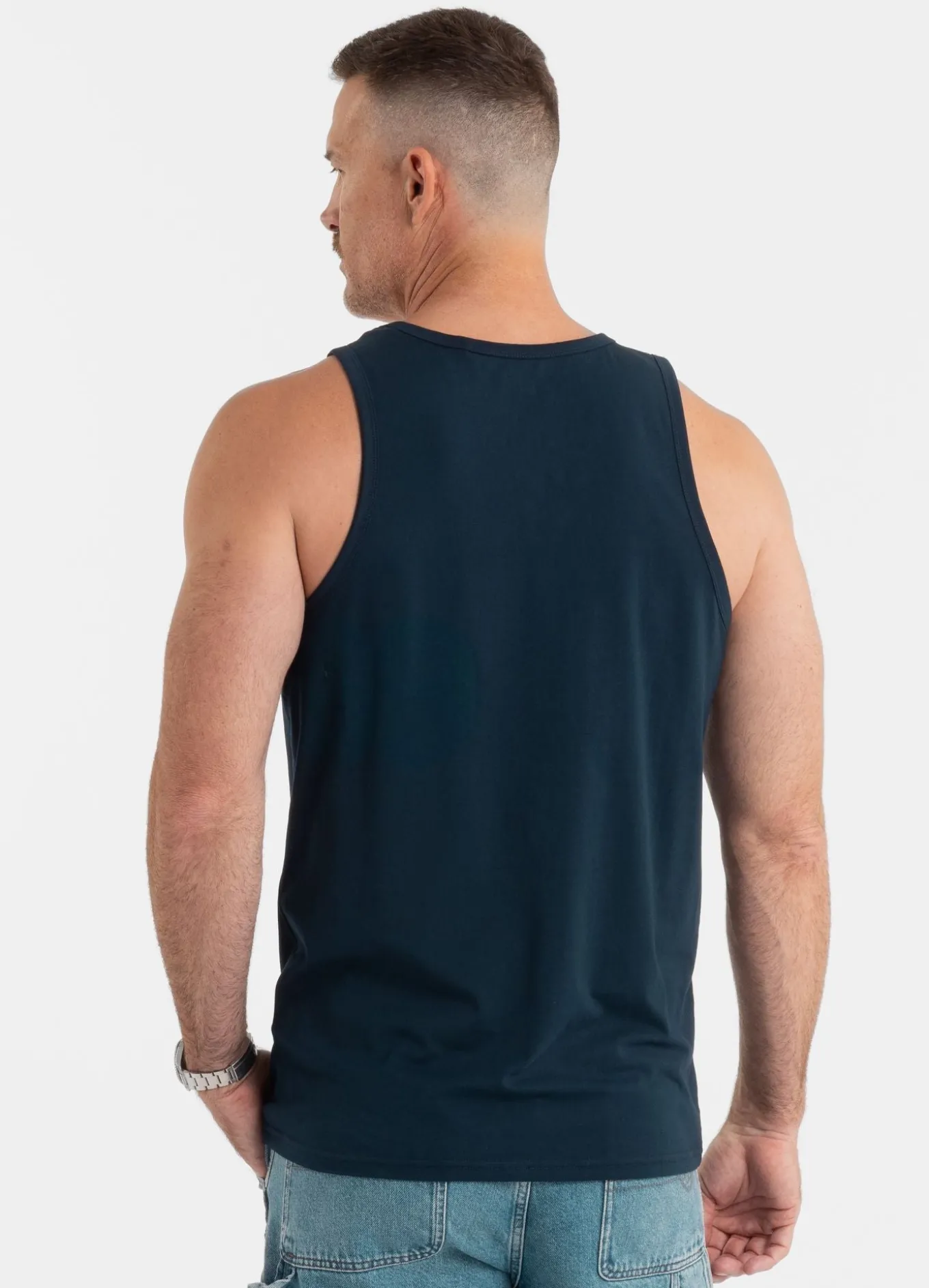 Men's Tank Top Slim Fit Small Logo - White