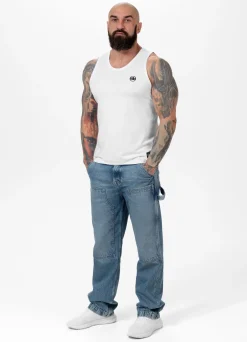 Men's Tank Top Slim Fit Small Logo - White