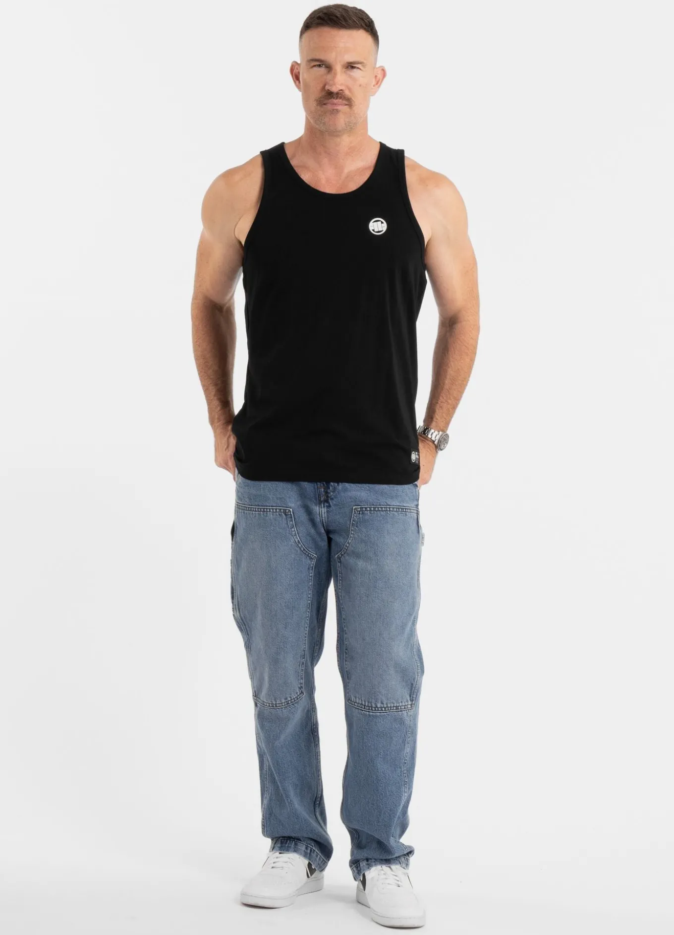 Men's Tank Top Slim Fit Small Logo - Black