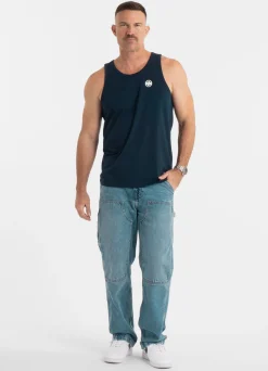 Men's Tank Top Slim Fit Small Logo - White