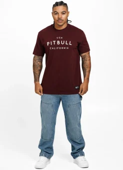 Men's T-Shirt Garment Washed USA CAL - Dark Burgundy