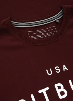Men's T-Shirt Garment Washed USA CAL - Dark Burgundy