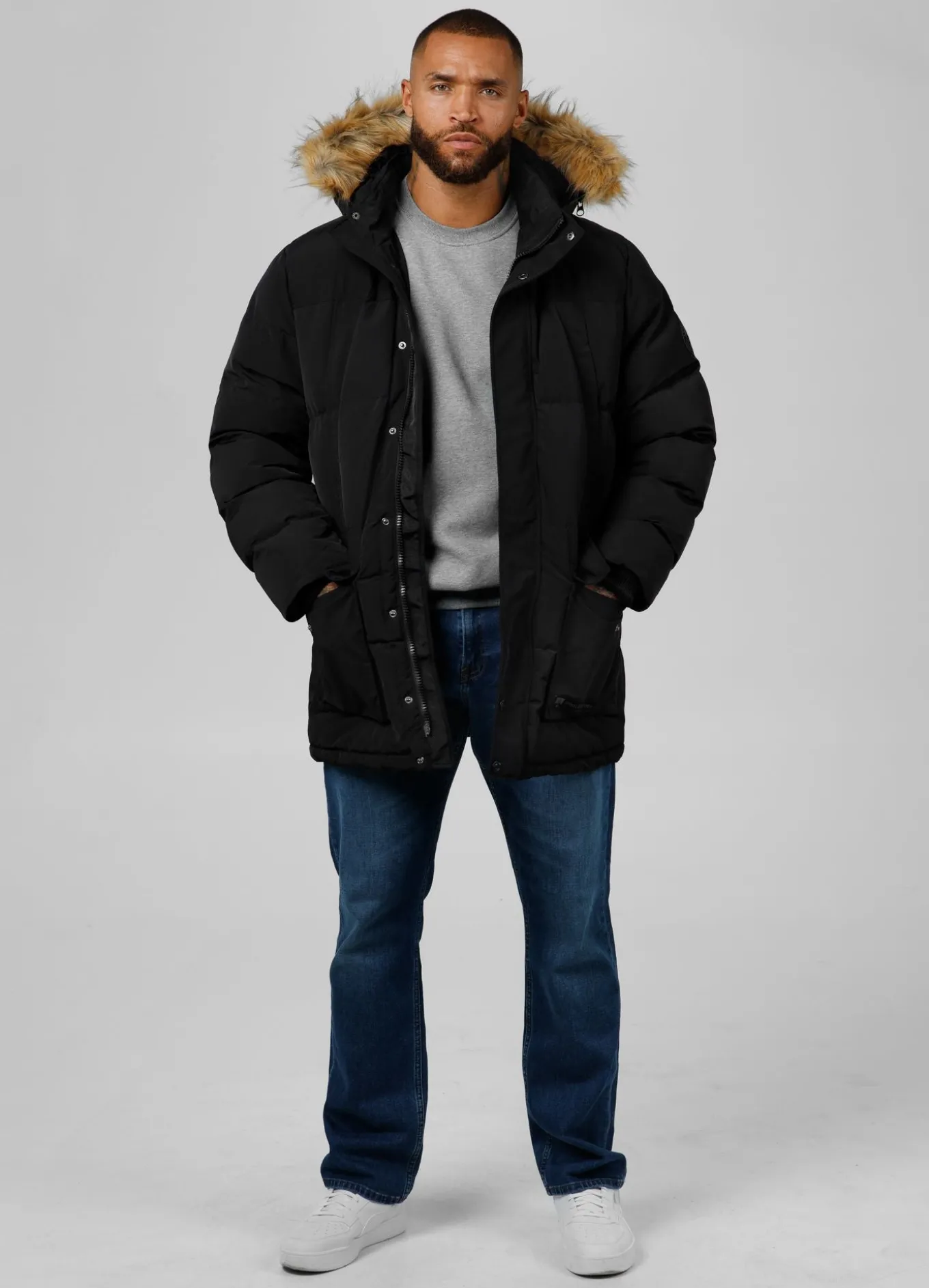 Men's winter hooded parka jacket Forest