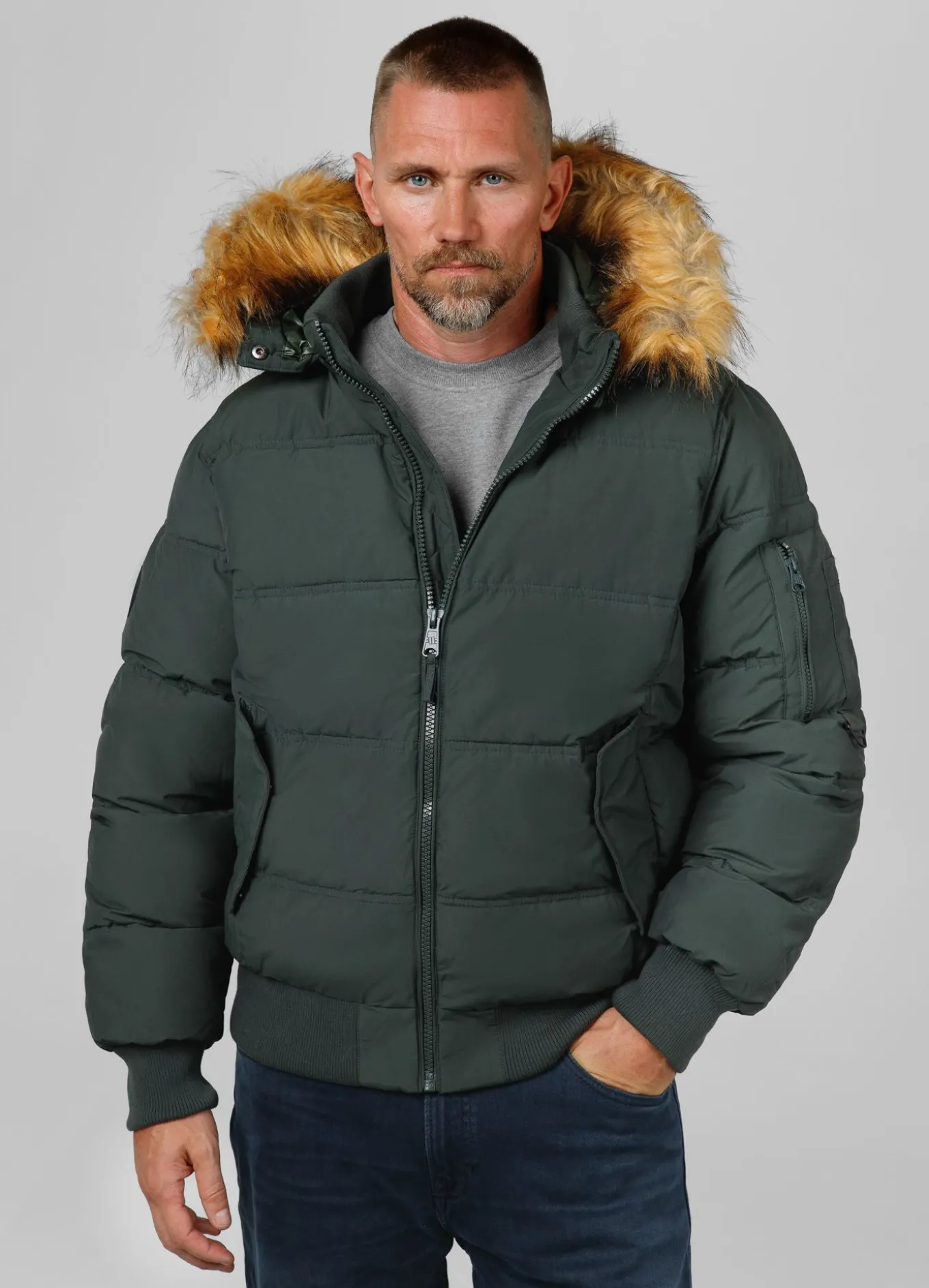 Men's winter hooded jacket Burnt