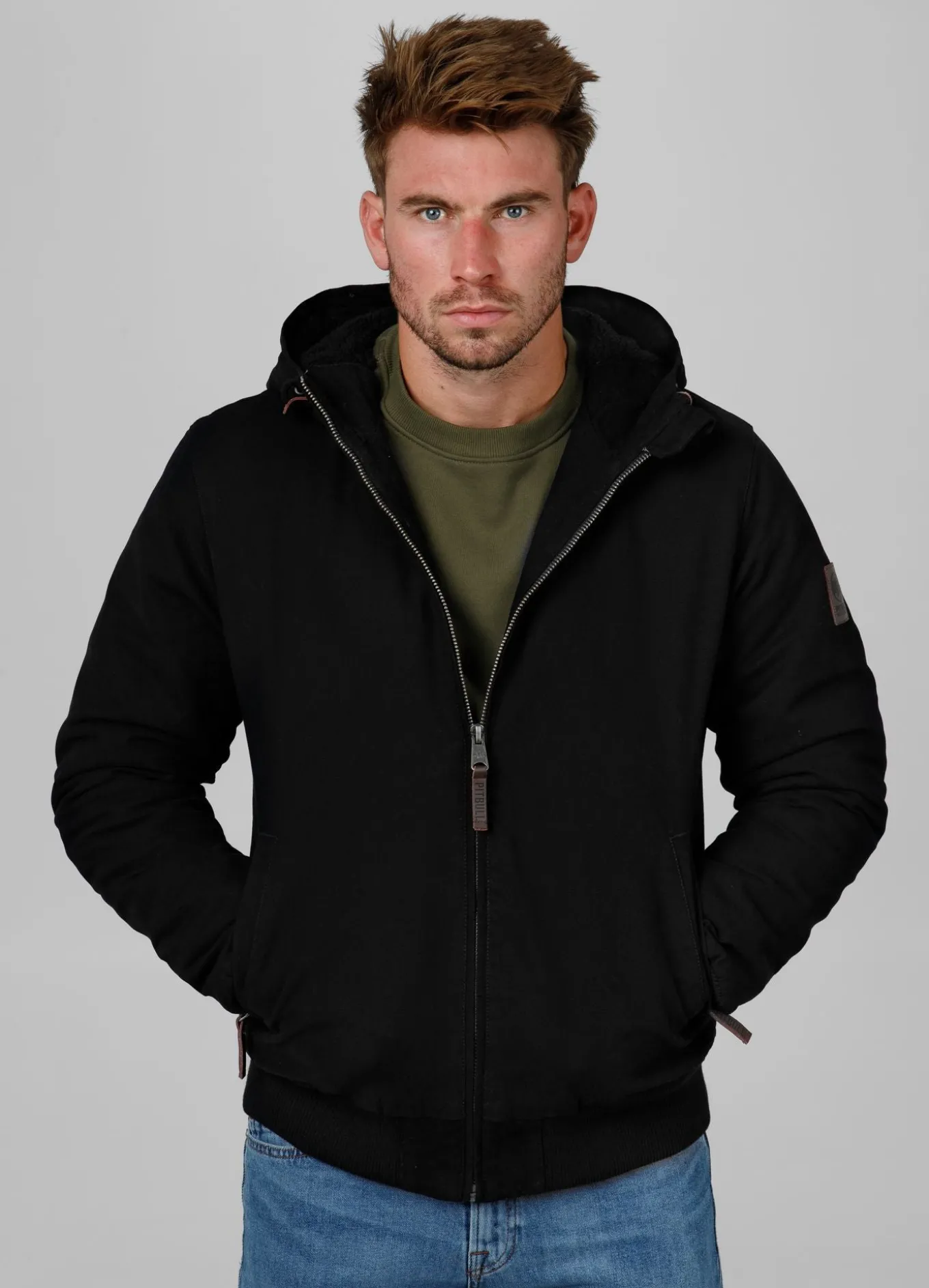 Men's winter hooded jacket Crimson