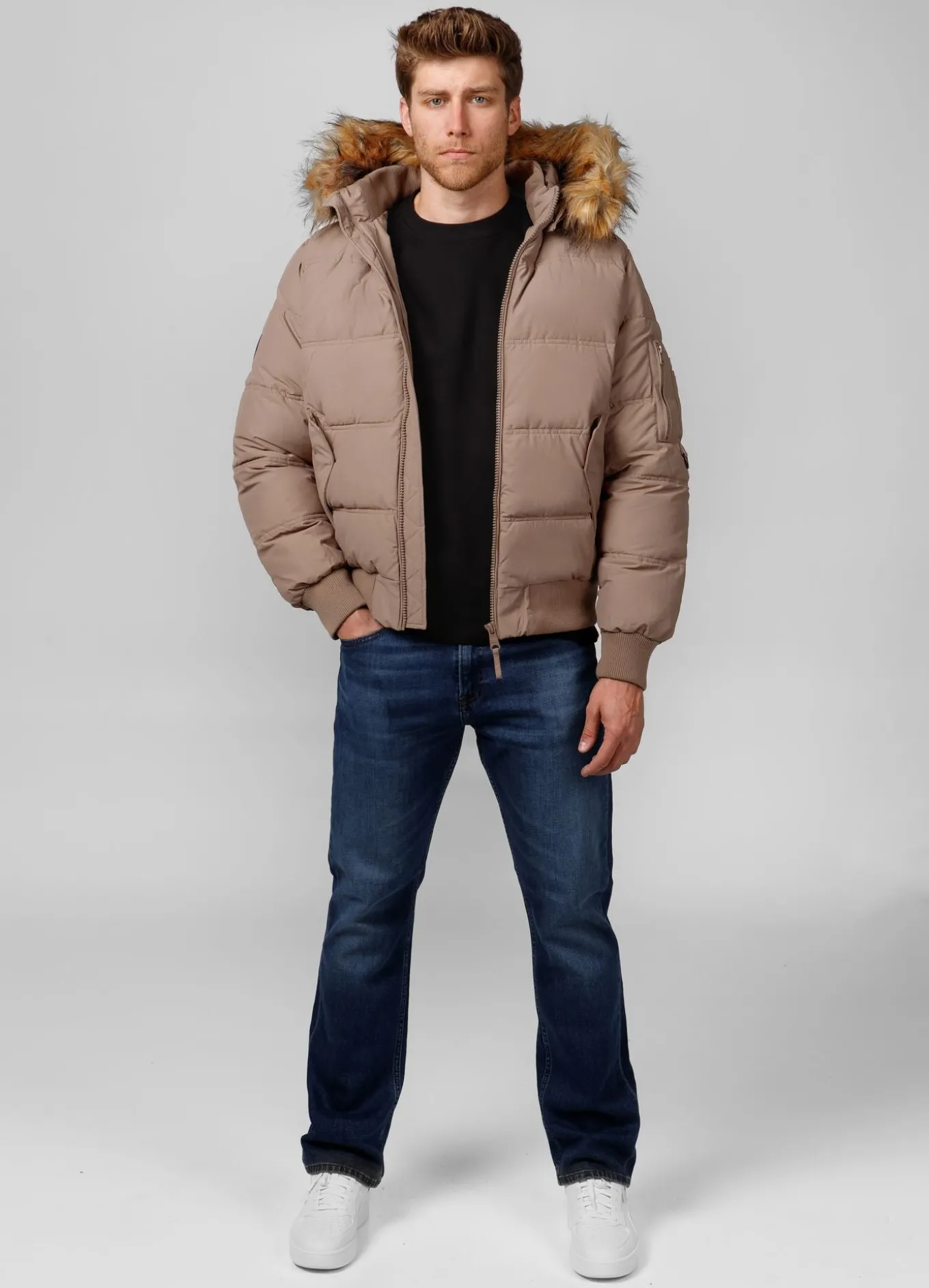 Men's winter hooded jacket Burnt