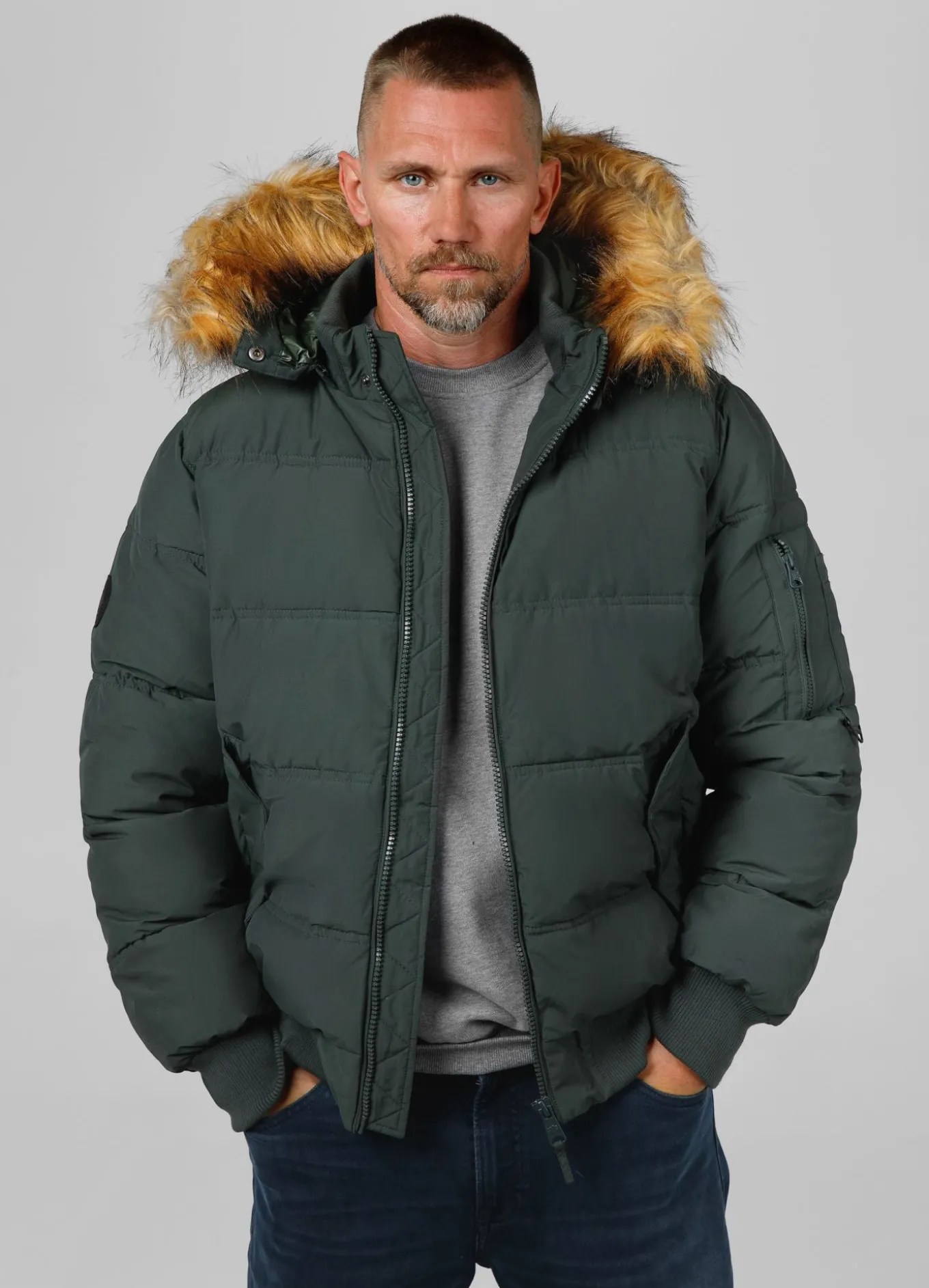 Men's winter hooded jacket Burnt