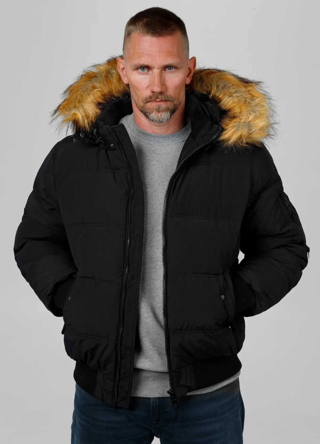 Men's winter hooded jacket Burnt