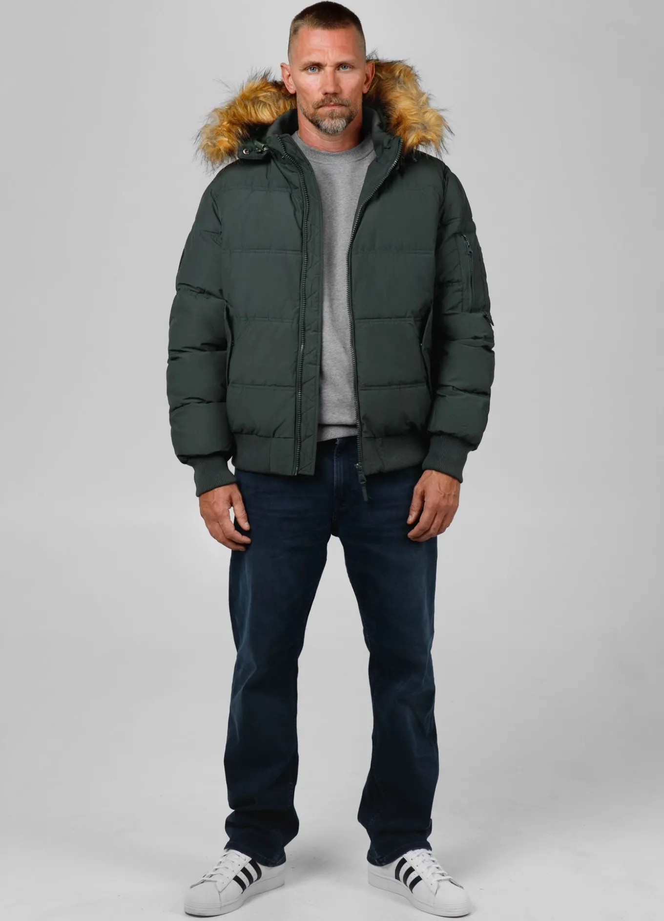 Men's winter hooded jacket Burnt