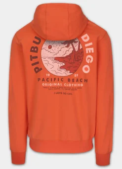 Men's Zip-up hoodie PLANET SURF - Salmon